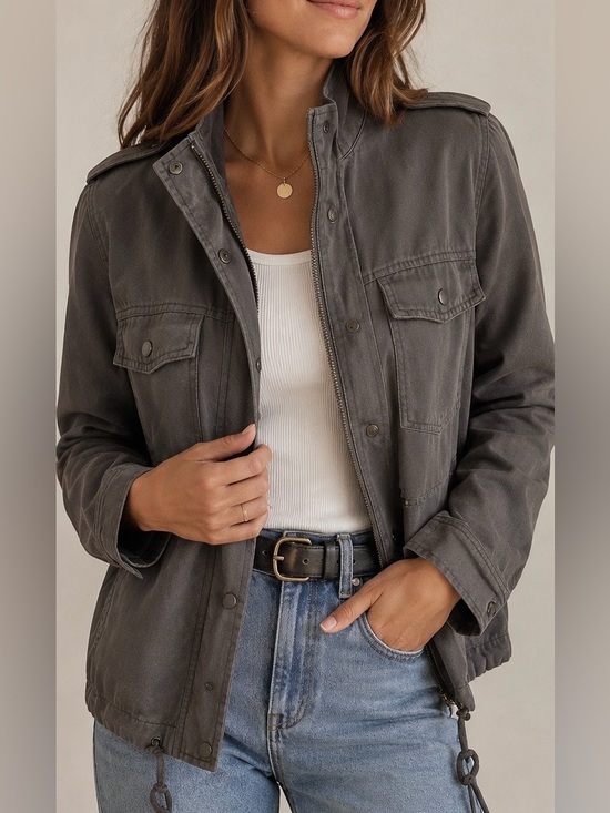 Rails Jackets & Blazers - Rails Collins Linen Blend Utility Jacket Slate Gray XS Lightweight